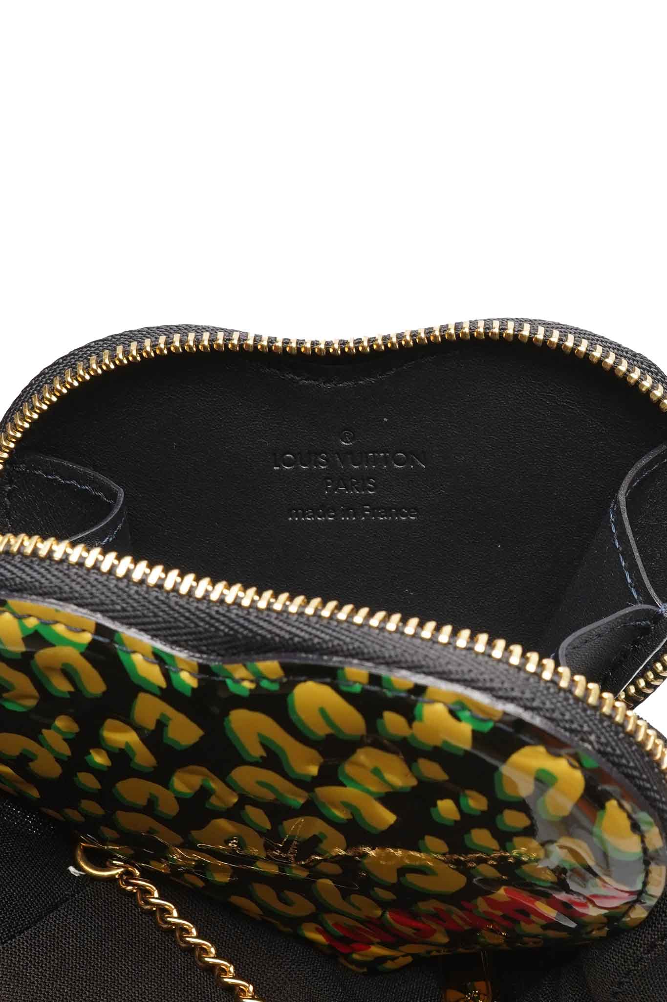 Bolsa Porta Moedas Louis Vuitton Verniz Leopard Couer Heart Rouge Fauviste
