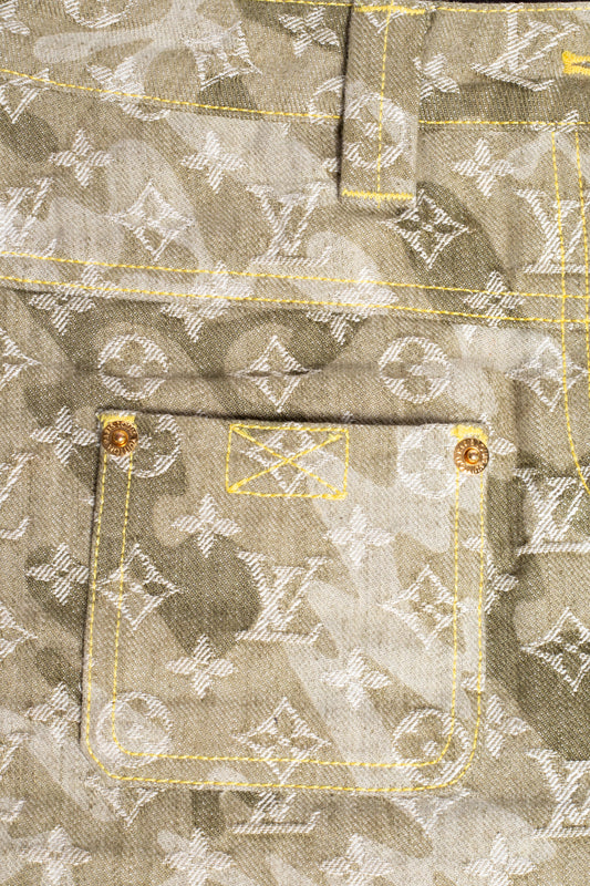 Mini Saia Verde Denim Monogramouflage