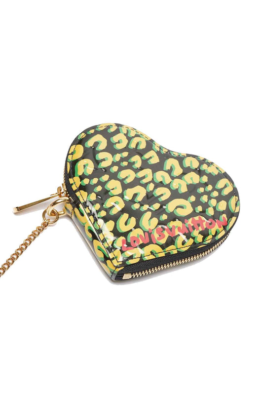 Bolsa Porta Moedas Louis Vuitton Verniz Leopard Couer Heart Rouge Fauviste