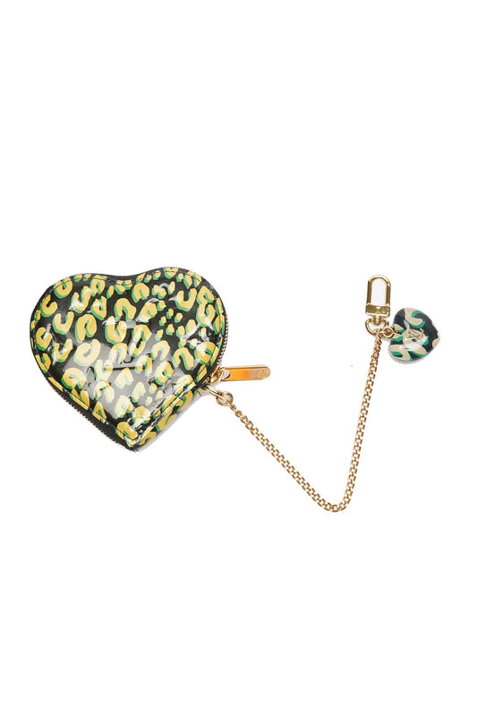 Bolsa Porta Moedas Louis Vuitton Verniz Leopard Couer Heart Rouge Fauviste