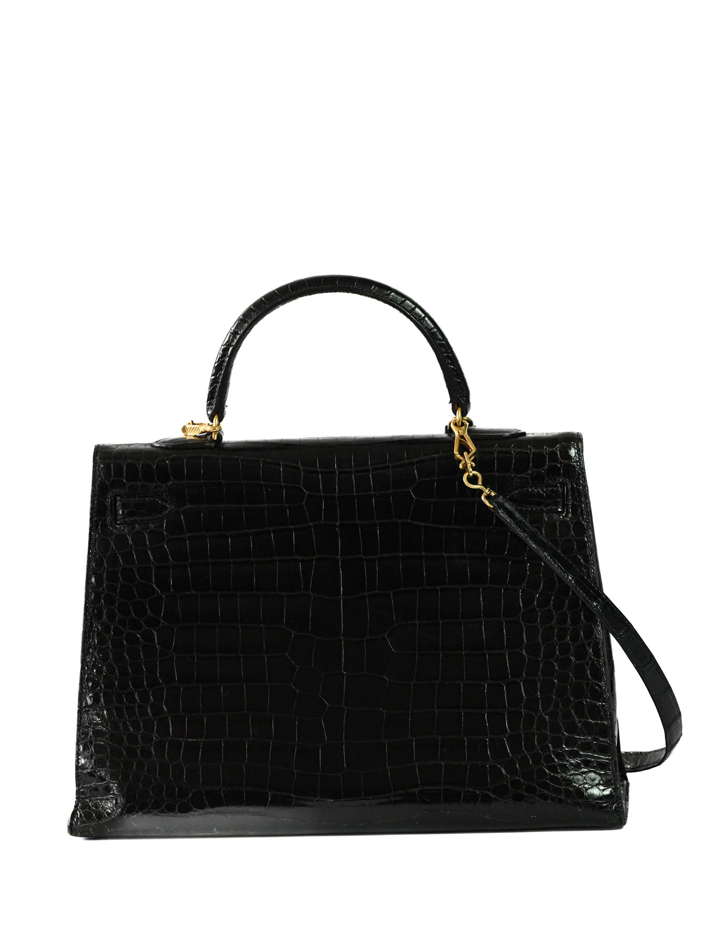 Kelly Sellier 35 Shiny Black Porosus Crocodile