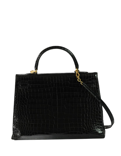 Kelly Sellier 35 Shiny Black Porosus Crocodile