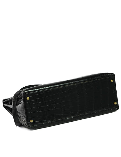 Kelly Sellier 35 Shiny Black Porosus Crocodile