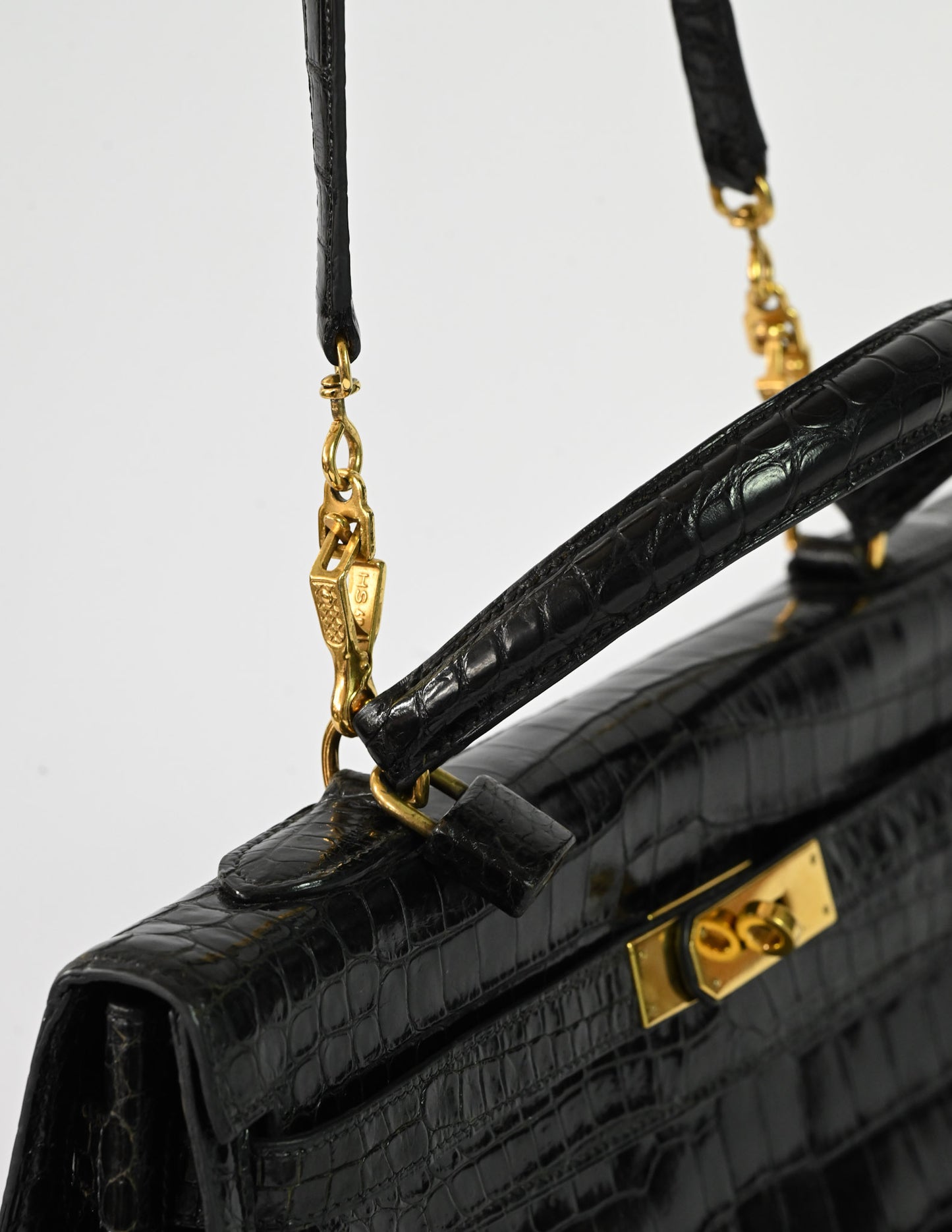 Kelly Sellier 35 Shiny Black Porosus Crocodile