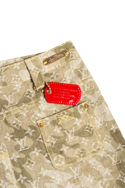 Mini Saia Verde Denim Monogramouflage