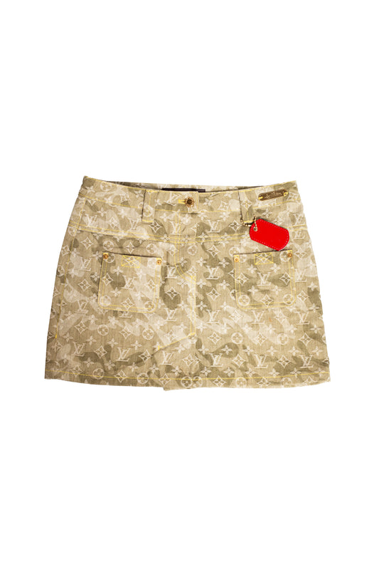 Mini Saia Verde Denim Monogramouflage